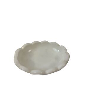 Milk white glass scalloped candy dish‎ 5x6"